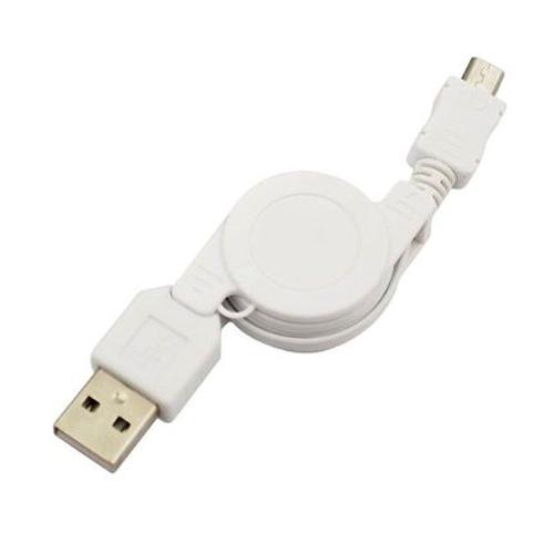 Câble rétractable blanc USB / micro USB - BLANC