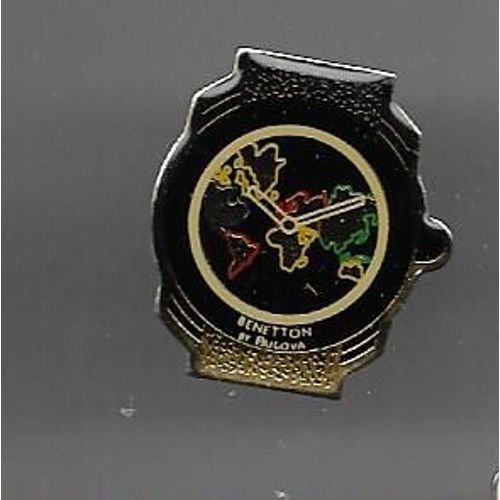 Pins Benetton By Bulova Montre Et La Carte Du Monde / Signé Opus 99