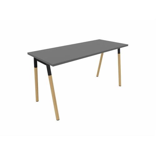 Bureau Droit Individuel Pieds Bois Massif Online O Graphite 74 Cm