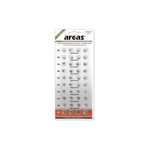 Battery Arcas Button Cells Set AG3-AG13 0% Mercury/Hg (40 pcs.)