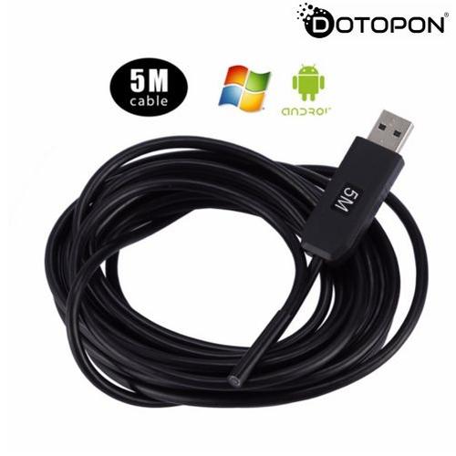 Caméra HD USB Endoscope 6LED Endoscope IP67 Étanche avec Câble Flexible 5 M 5.5mm Dotopon