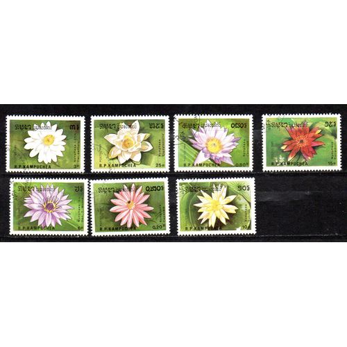 Cambodge- Lot De 7 Timbres Oblitérés Fleurs