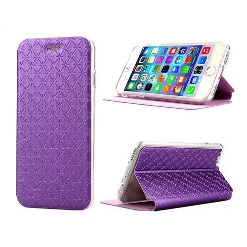 Etui A Rabat Folio Iphone 6 6s (4"7) Violet Strass Diamond Leather