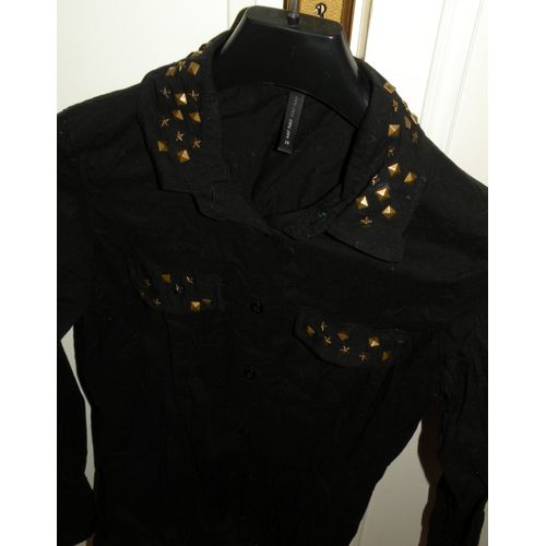 Chemise Noire Naf Naf T36 Rock Clous Étoiles