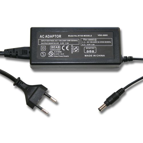 vhbw 220V Bloc d'alimentation, chargeur pour caméra Panasonic D-Snap SV-AS10, SV-AS3, SV-AV20, SV-AV25, SV-AV30, SV-AV50 comme VSK0695, 6AS93502, etc.