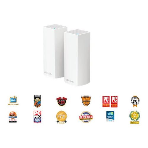 Linksys VELOP Solution Wi-Fi Multiroom WHW0302 - - système Wi-Fi - (2 routeurs) - jusqu'à 4000 pieds carrés - maillage - 1GbE - Wi-Fi 5 - Bluetooth - Tri-bande