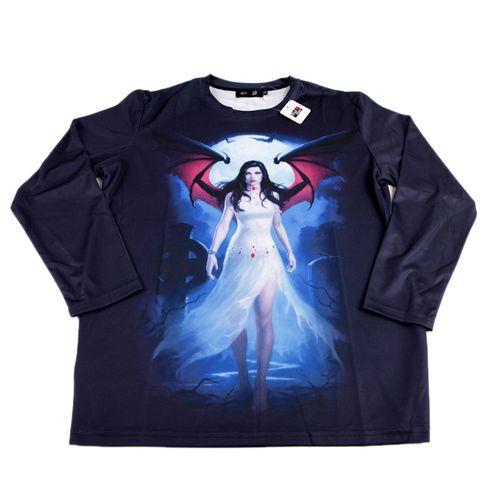 T-Shirt Imprimé Vampire Succube Manches Courtes Tissu Respirant Souple Gothique Punk Rock Grunge Emo Homme Femme