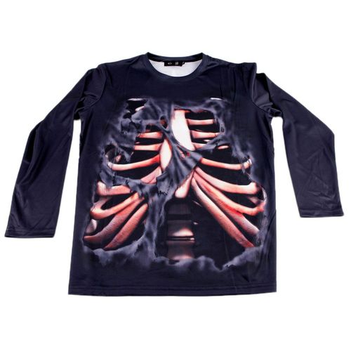 T-Shirt Imprimé Côtes Manches Courtes Tissu Respirant Souple Gothique Punk Rock Grunge Emo Homme Femme