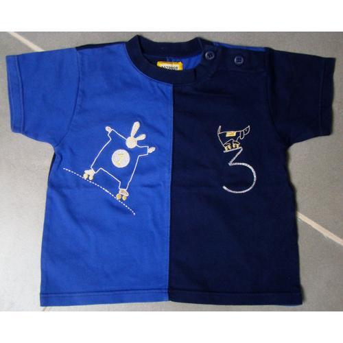 T-Shirt Marèse Taille 12 Mois Bi-Colore Bleu - Tbe