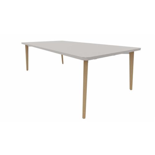 Table De Réunion Rectangulaire Pieds En Bois Massif Oviedo Blanc Polaire Ou Gris Naturel