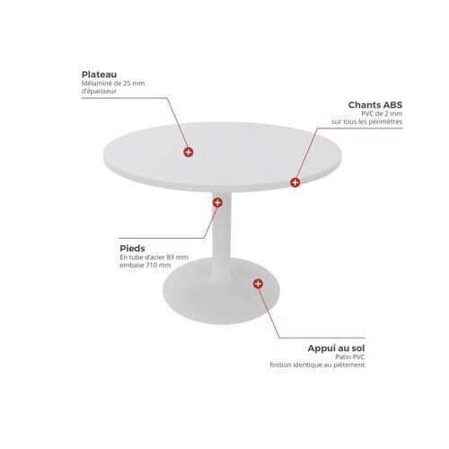 Table Ronde De Réunion Avec Pied Central Moka Gris Aluminium