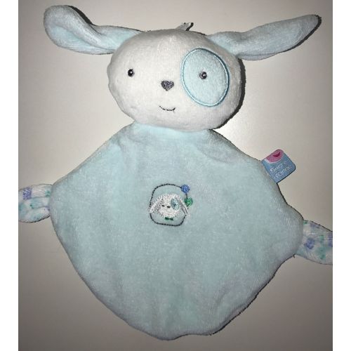 Doudou Plat Chien Bleu Blanc Cocard Sucre D'orge