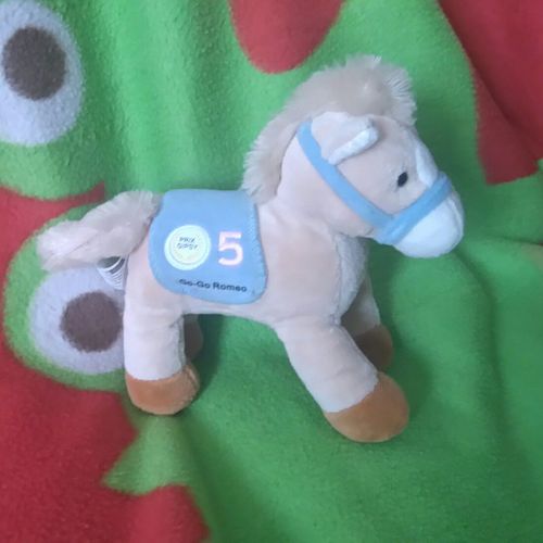 Doudou Cheval Poney Horseez / Gispy Numéro 5 Go-Go Roméo Beige Selle Bleu
