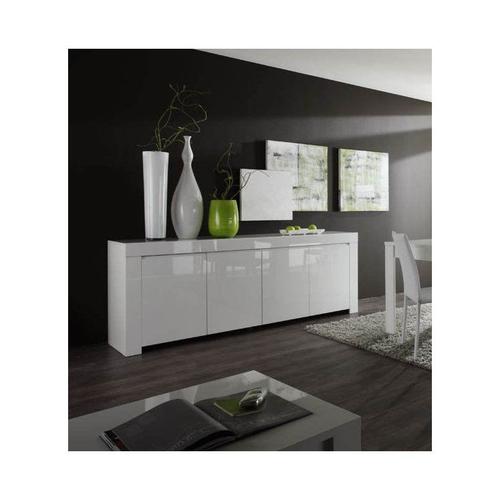 Buffet/Bahut Moderne Laqué Blanc Brillant 210 Cm Twist Laqué Blanc Brillant