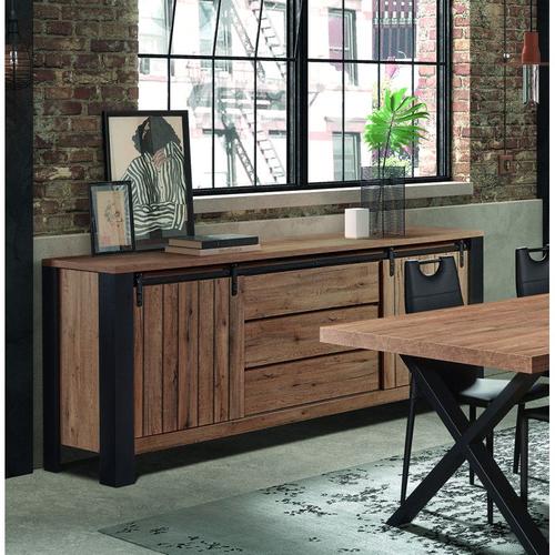 Buffet/Bahut Industriel 220 Cm Chêne/Noir Simeo Chêne/Noir