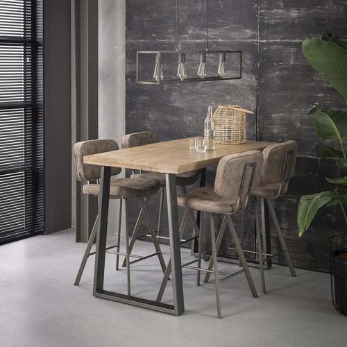 Table Haute Industrielle En Bois Massif Zelda Marron Clair