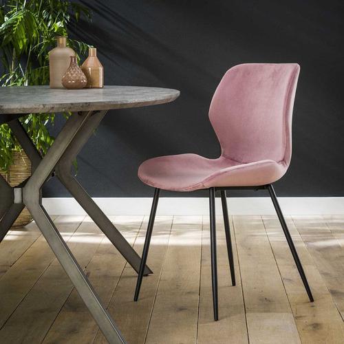 Lot De 4 Chaises Vintages En Velours Selma Rose