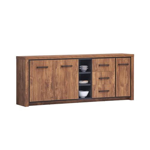 Buffet/Bahut Style Industriel Acacia/Noir 230 Cm Winston