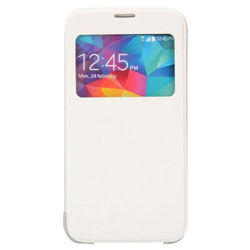 Coque Case Etui A Rabat Samsung Galaxy S5 / Blanc Window Fenêtre Leather