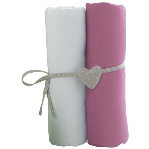 Babycalin 2 Draps Housse Bébé Blanc Violine 70 X 140 Cm Jersey 130gr/M²