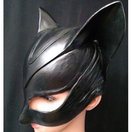 Masque Latex Catwoman Noir Cosplay Costume Cache Oeil Cagoule Chat Femme Fille