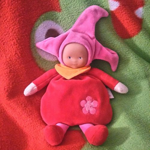 Doudou Poupée Babicorolle Rouge Bonnet Rose