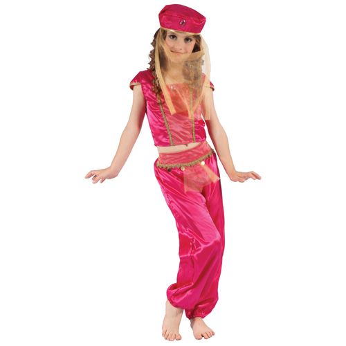 Déguisement Danseuse Orientale Rose Et Or Fille - Taille: M 7-9 Ans (120-130 Cm)