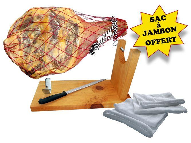 Jambon de Bayonne 8 kg env sur son support à jambon et couteau