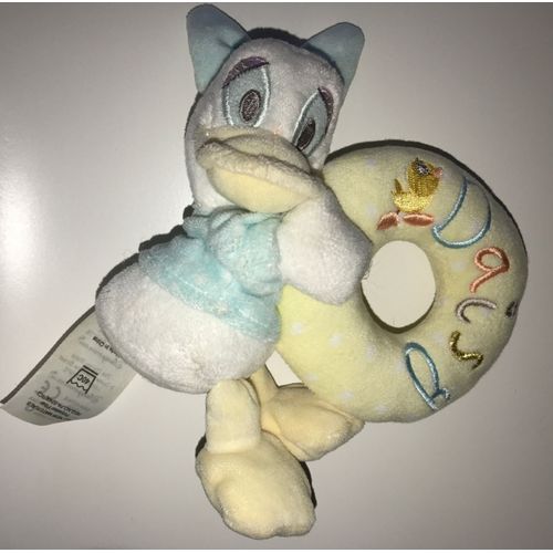 Hochet Doudou Grelot Peluche Daisy Canard Blanc Bleu Poussin Jaune Disneyland Disney Store