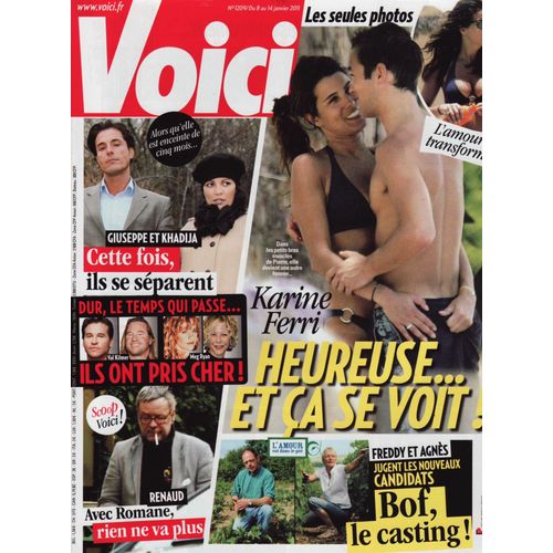 Voici / 08-01-2011 N°1209 : Karine Ferri (4p) - Penelope Cruz (1p) - Michaël Youn (1,5p) Renaud (1p)