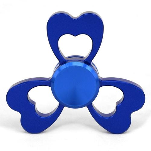 Fidget Hand Spinner Bleu Coeur Métal Relaxation Anti Stress Détente Travail Jouet Eveil Toupie Adulte Enfant Cadeau