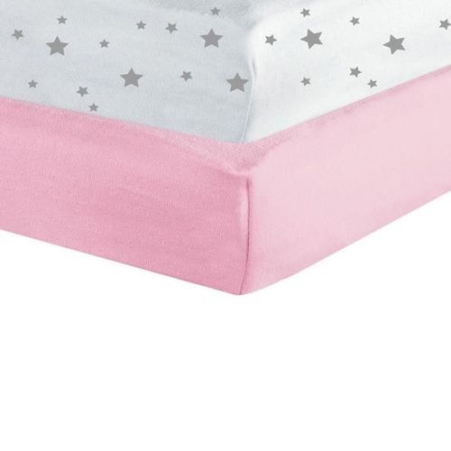 Trois Kilos Sept Lot De 2 Drap Housse - Etoiles / Rose