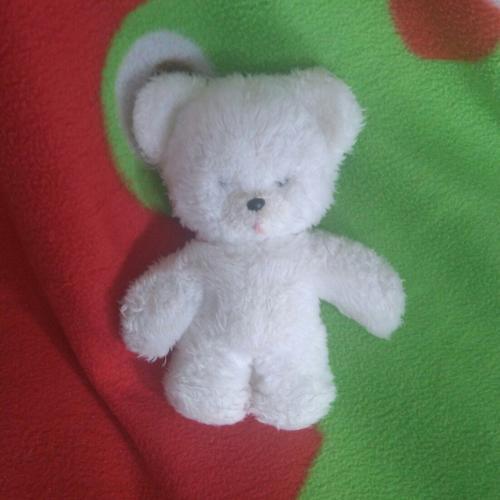 Doudou Ours Blanc Boulgom Vintage Langue Grelot