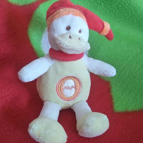 Petit Doudou Canard Jaune Oeuf Brodé Bonnet Rouge Baby Nat? Doudou Et Compagnie? 16 Cm