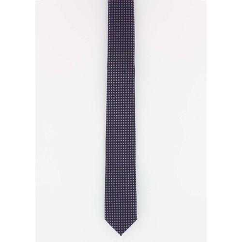 Cotton Park - Cravate Fine En Soie Noire Losanges Violet - Homme