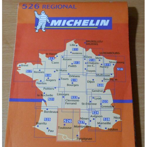 Carte Routière Et Touristique Michlin Midi-Pyrénées 526 Régional 1/200000 Toulouse 1cm / 2 Km