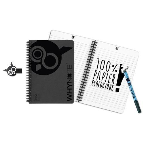 Carnet Effaçable Réutilisable A5 Noir + Stylo - Whynote