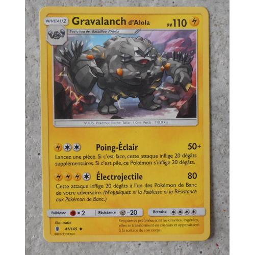 Pokémon - 41/145 - Gravalanch D'alola - Sl2 - Soleil Et Lune - Gardiens Ascendants - Peu Commune