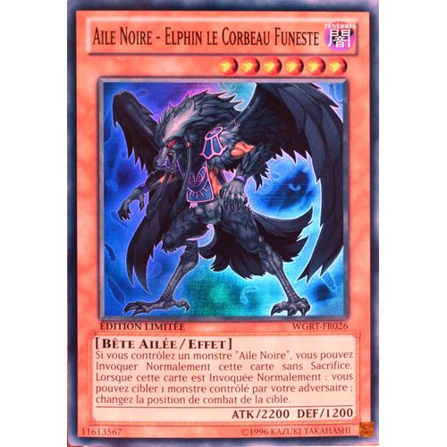 Carte Yu-Gi-Oh Wgrt-Fr026 Aile Noire - Elphin Le Corbeau Funeste Super Rare Neuf Fr