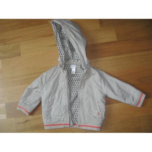 Veste Obaïbi Veste Courte Double Zippe A Capuche Coton 6 Mois Beige