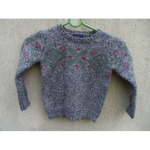 Pull Cfk Monoprix Gris Vert Bleu 3.4 Ans