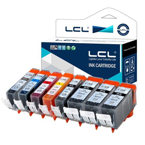 LCL(TM) PGI-525 PGI-525PGBK CLI-526 CLI-526BK CLI-526C CLI-526M CLI-526Y CLI-526GY - Lot de 8 (3PGBK/Noir/Cyan/Magenta/Jaune/Gris) Cartouches d'encre Compatible pour PIXMA