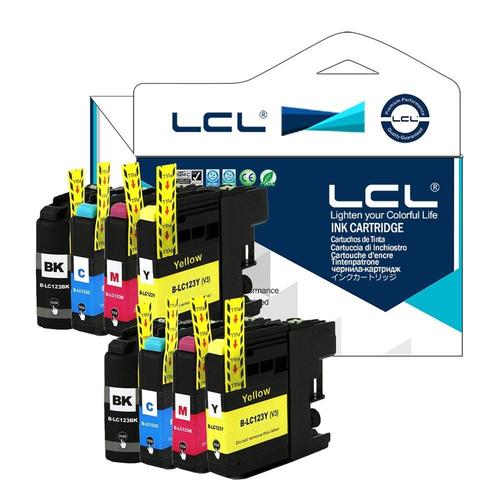 LCL (TM) Compatible LC121 LC123 LC123BK LC123C LC123M LC123Y (8-Pack 2 Noir/2 Cyan/2 Magenta/2 Jaune) Cartouche d'encre pour Brother
