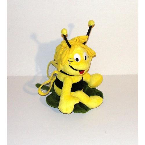 Maya L'abeille Assise Sur Une Feuille Peluche Doudou Abeille 21 Cm