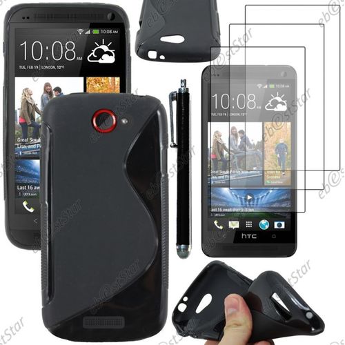 Ebeststar ® Pour Htc One S - Housse Etui Coque Silicone Gel Motif S-Line Protection Souple + Stylet + 3 Film Écran, Couleur Noir [Dimensions Precises De Votre Appareil : 130.9 X 65 X 7.8 Mm, Écran 4.3'']