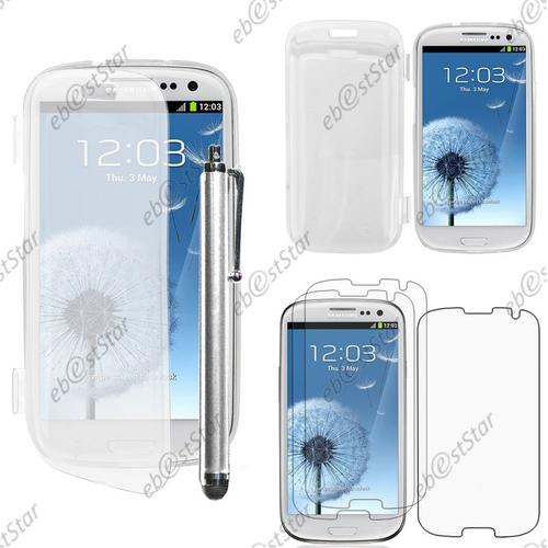 Ebeststar ® Pour Samsung Galaxy S3 I9300 I9305 - Housse Etui Coque Portefeuille Livre Silicone Gel + Stylet + 3 Film Écran, Couleur Transparent [Dimensions Precises De Votre Appareil : 136.6 X 70.8 X 8.6 Mm, Écran 4.8'']