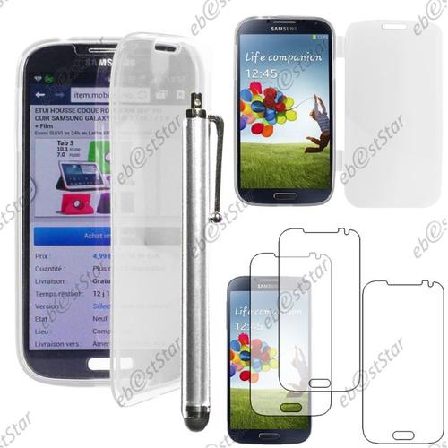 Ebeststar ® Pour Samsung Galaxy S4 I9500 I9505 - Housse Etui Coque Portefeuille Livre Silicone Gel + Stylet + 3 Film Écran, Couleur Transparent [Dimensions Precises De Votre Appareil : 136.6 X 69.8 X 7.9 Mm, Écran 5'']