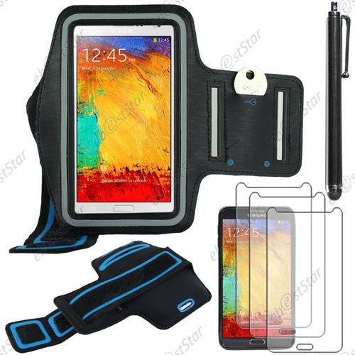 Ebeststar ® Pour Samsung Galaxy Note 3 Gt-N9000, N9002, N9005 - Brassard Sport Néoprène Housse Coque Etui De Protection Armband Case + Stylet + 3 Film Écran, Couleur Noir [Dimensions Precises De Votre Appareil : 79.2 X 151.2 X 8.3 Mm, Écran 5.7'']