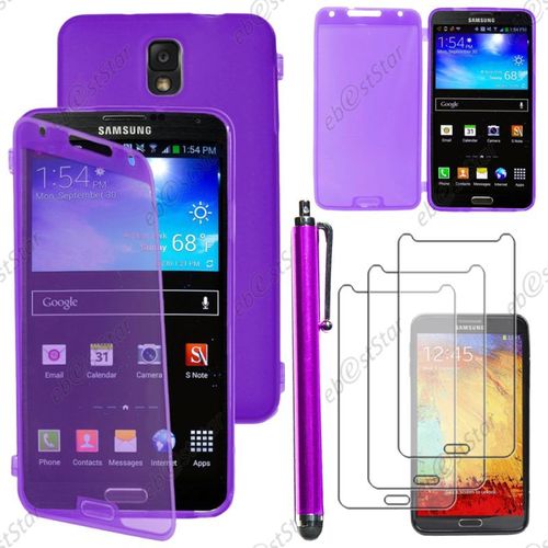 Ebeststar ® Pour Samsung Galaxy Note 3 Gt-N9000, N9002, N9005 - Housse Etui Coque Portefeuille Livre Silicone Gel + Stylet + 3 Film Écran, Couleur Violet [Dimensions Precises De Votre Appareil : 79.2 X 151.2 X 8.3 Mm, Écran 5.7'']