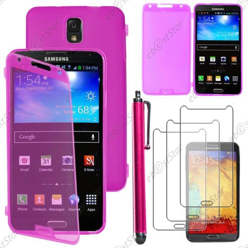 Ebeststar ® Pour Samsung Galaxy Note 3 Gt-N9000, N9002, N9005 - Housse Etui Coque Portefeuille Livre Silicone Gel + Stylet + 3 Film Écran, Couleur Rose [Dimensions Precises De Votre Appareil : 79.2 X 151.2 X 8.3 Mm, Écran 5.7'']
